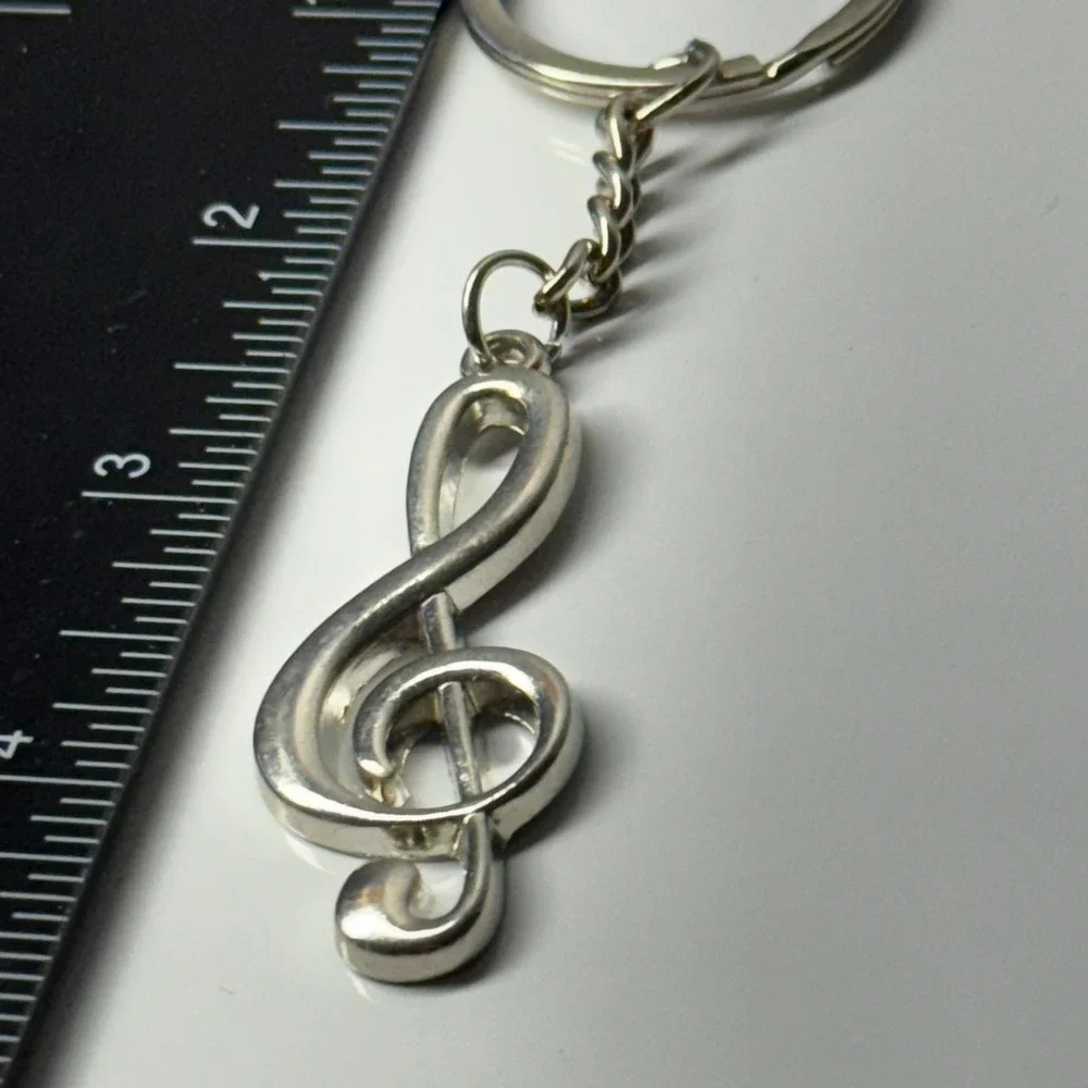 Silver Tone‎ Treble Clef Music Note Keychain Key Ring Holder Accessory
